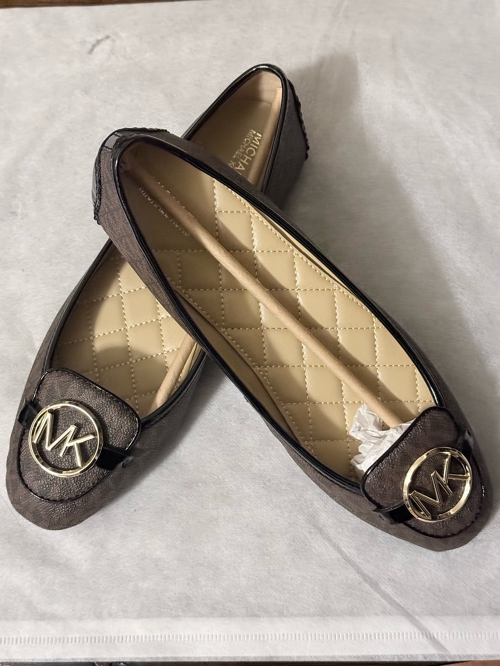 Michael Kors Brown Logo Quilted Insole Flats